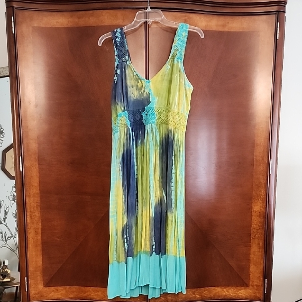 Multicolor Tie-dye Sun Dress, Size M